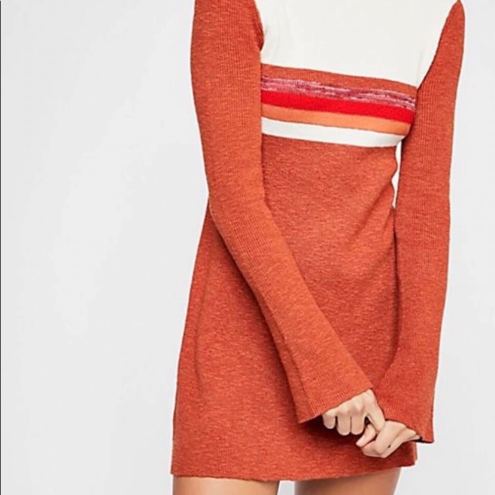 Free People Color Blocked Swit Mini Sweater Dress